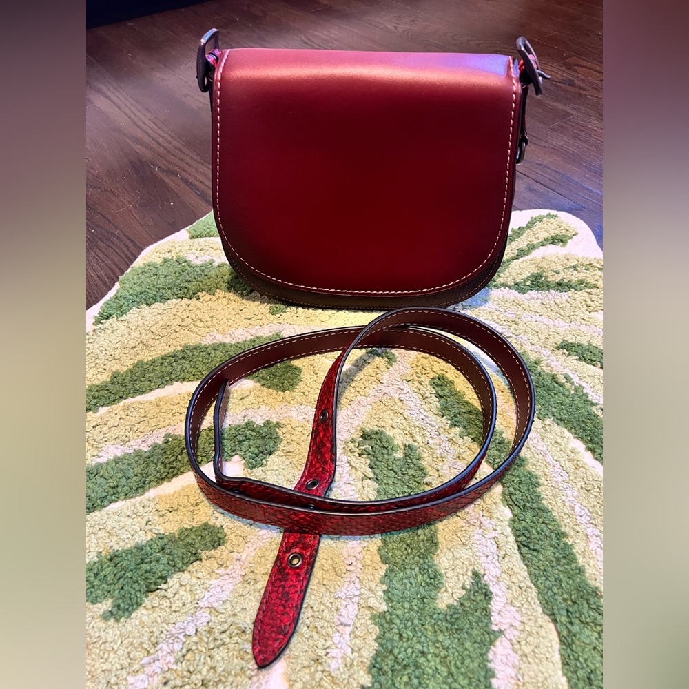 Coach 1941 Saddle 23 in Oxblood/Burnished Merlot/Ruby 20115 Genuine Python